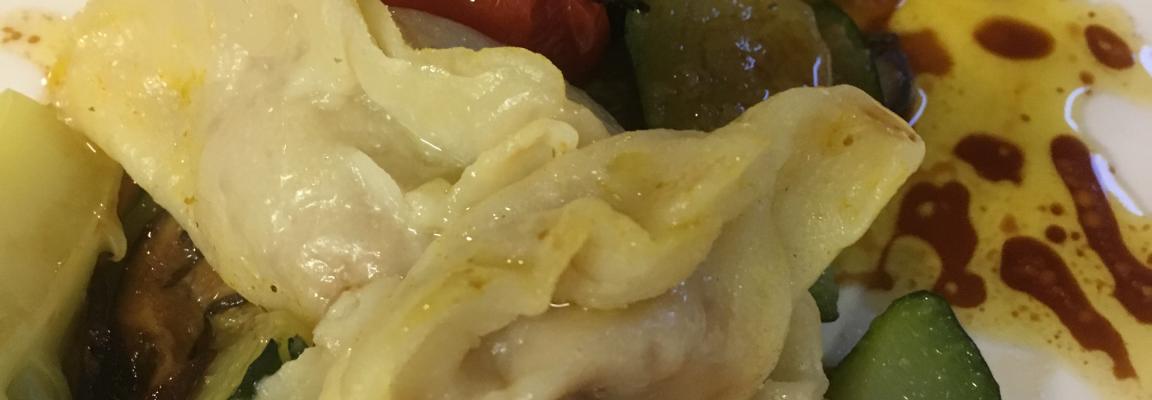 Ravioli Chinois aux Crevettes Wok de Legumes